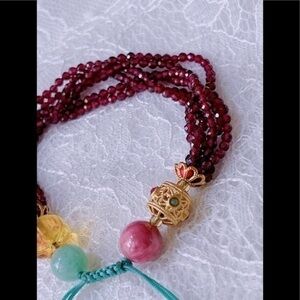 January Birth stone Garnet & Green/ White Jade & Amethyst  & Rhodonite Bracelet